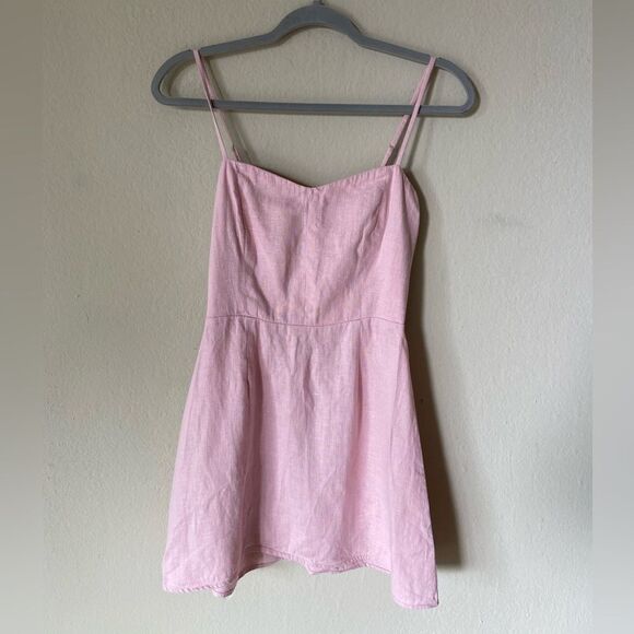 Reformation Audrey Mini Pink Dress Linen Size 4 - Picture 7 of 10